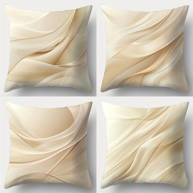 TEMU 4pcs Set, Printed Pillowcase With Smooth Lines And Elegant Pleated Effect, The Overall Simple, Elegant And Rich In Texture. Suitable For Room