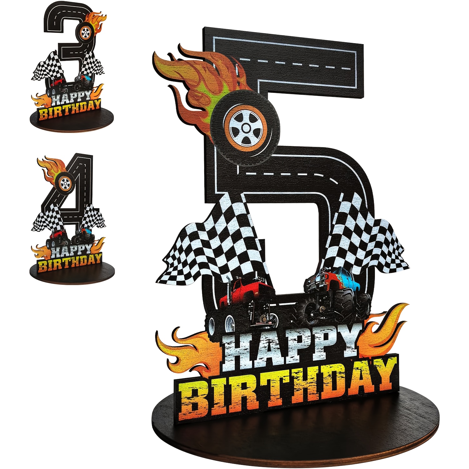 Image of 1pc Truck Birthday Number Sign, Truck Wooden Decoration Photo Prop, Suitable For Monster Theme () Halloween Christmas Decoration