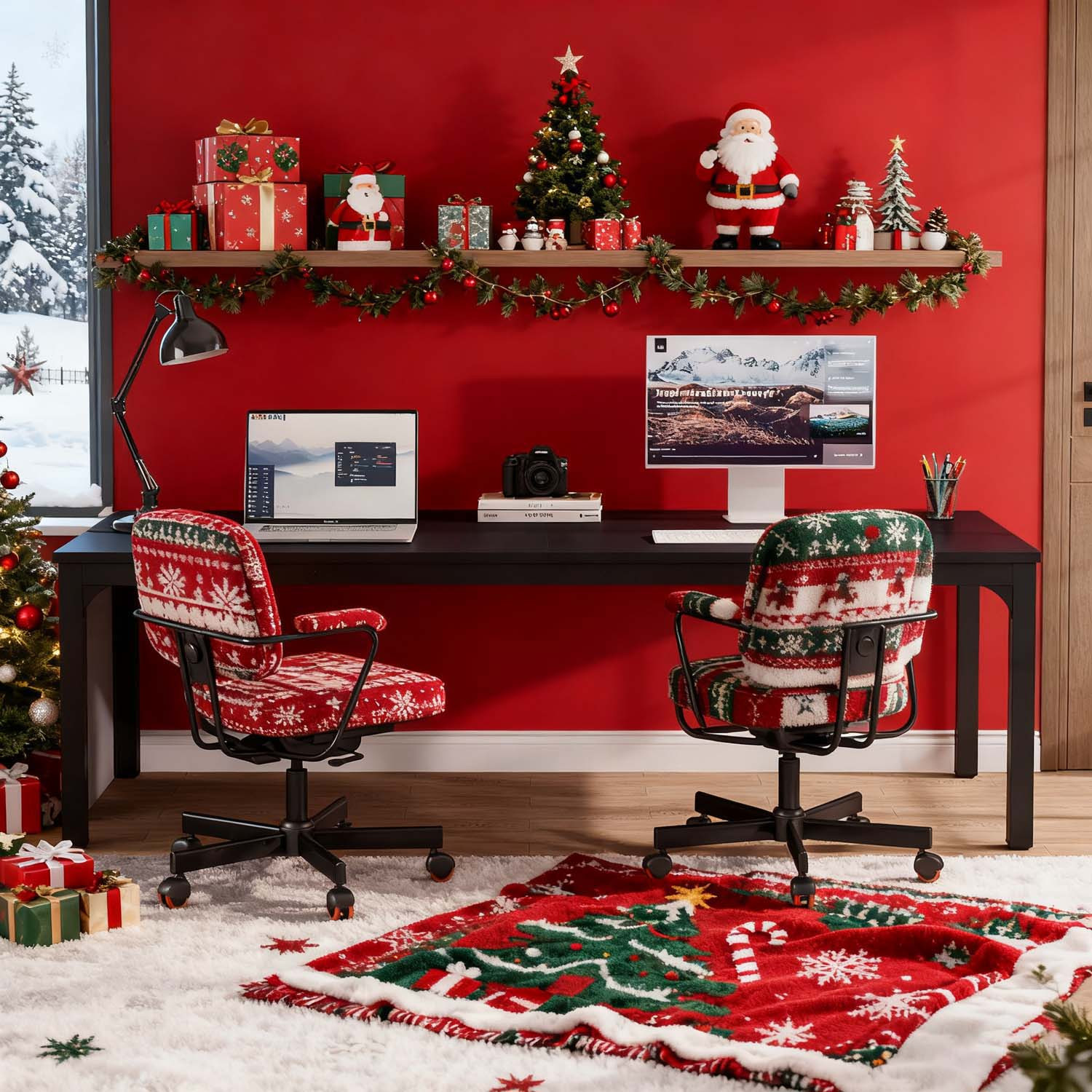 Extra Long 78.7 Inches Double Computer Desk For 2 Person, Modern Workstation With Wide Desktop For Home Office, Study And Christmas Holiday Remote Work Setup