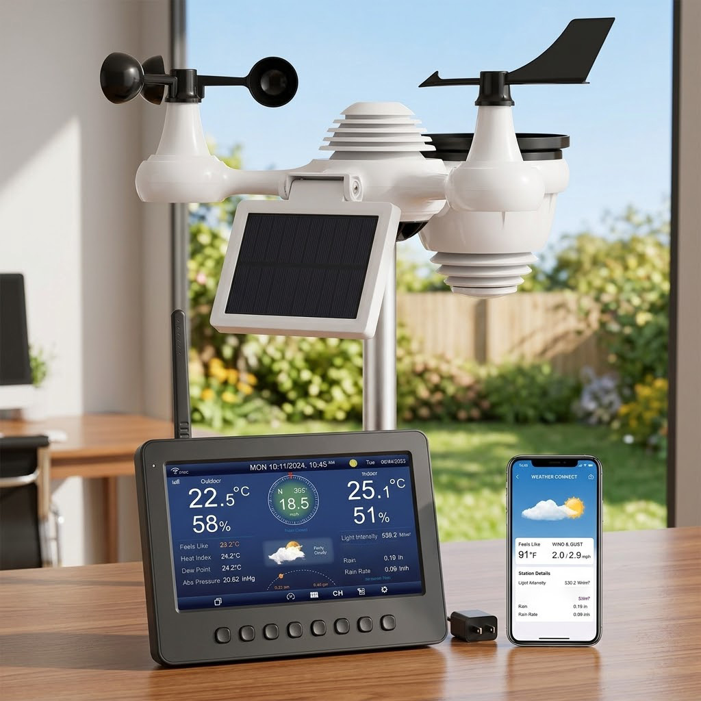 7in 1 professional weather station 177 8mm tft color display 2gb storage solar outdoor unit   edition
