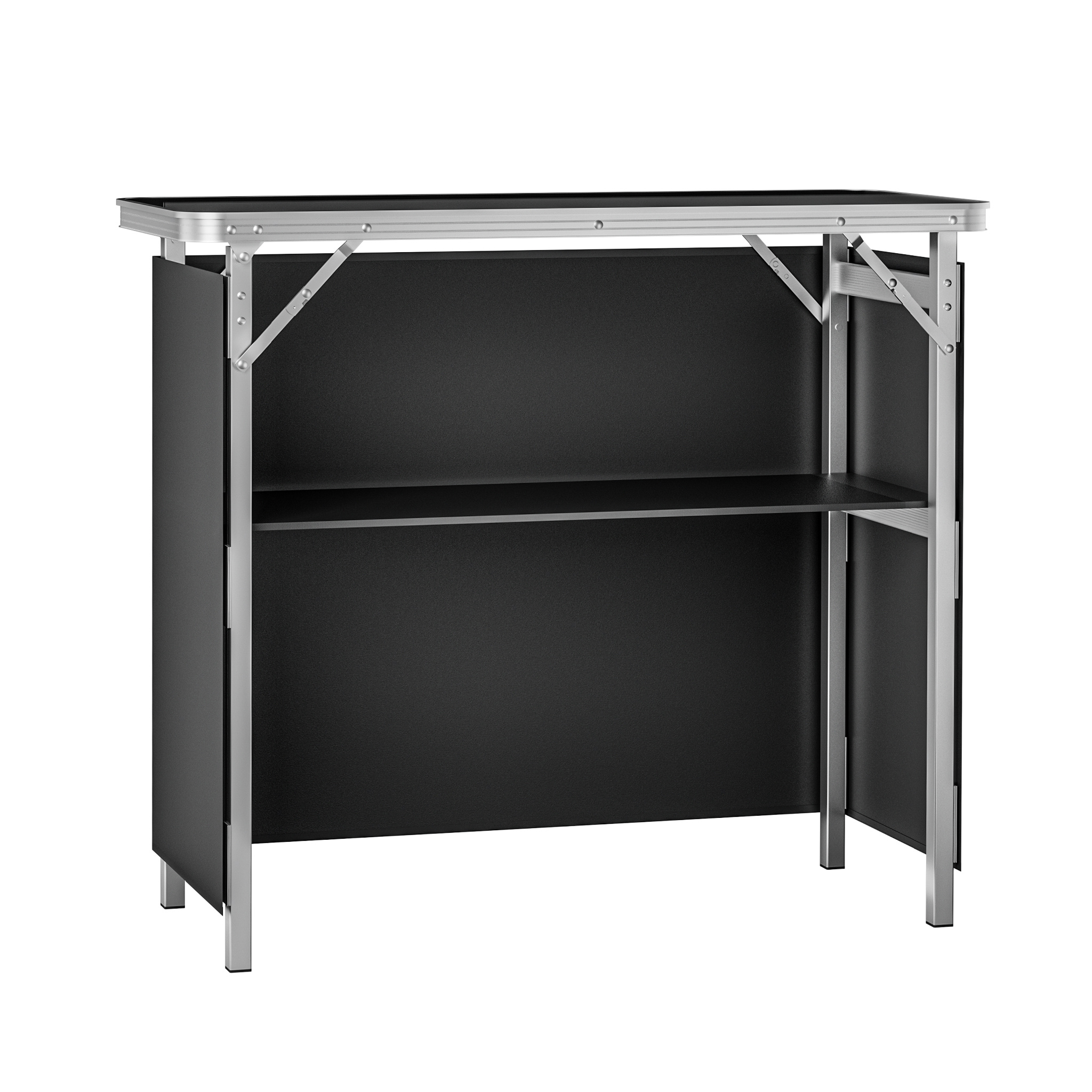 TEMU Mostrador plegable para comerciales 98x38x85cm, mesa de camping con estante y bolsa de transporte, de aluminio, tablero de MDF fácil de limpiar,