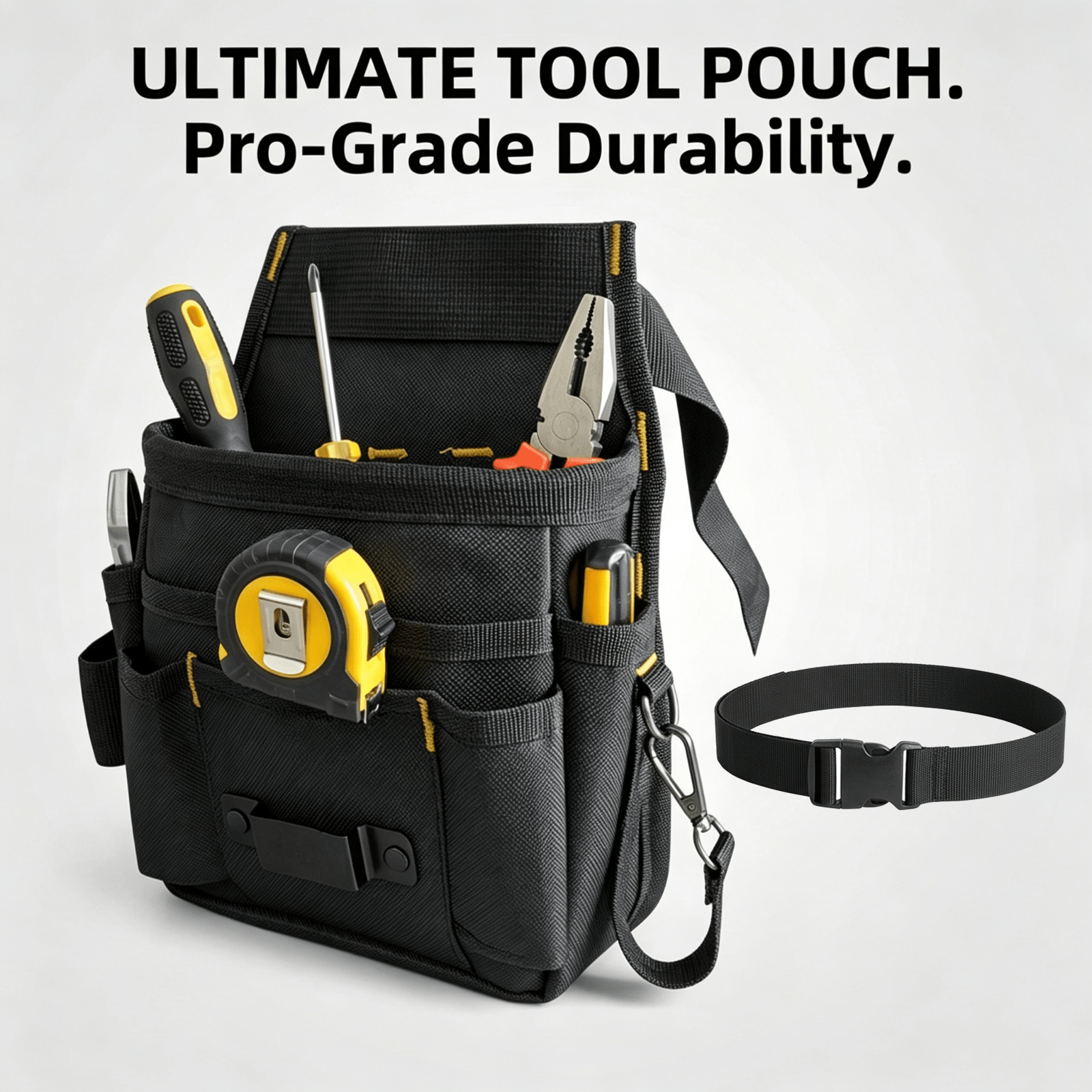 TEMU 17-pocket Tool Belt, Large Capacity Electrician's Tool Bag, Thickened Oxford Cloth Woodworking Repair Tool Pouch, With Adjustable Belt, Compact