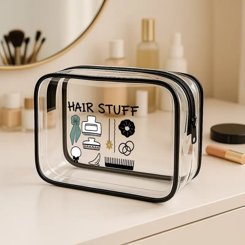 1pc tsa approved makeup hair accessories travel organizer bag with zipper closure large capacity high quality cosmetic storage for brushes lipstick hairdressing tools durable for easy visibility travel toiletry bag stylish zipper bag Product details 0