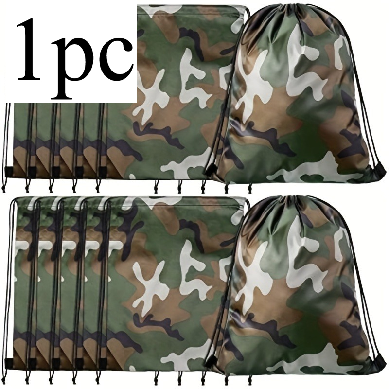 1pc, Soft Shell Camouflage Daily Backpack With Utility Pocket - Drawstring Closure, Polyester Fabric, Hand Wash Only, Outdoor Gear Bag | Camouflage Pattern | Durable Zipper Closure