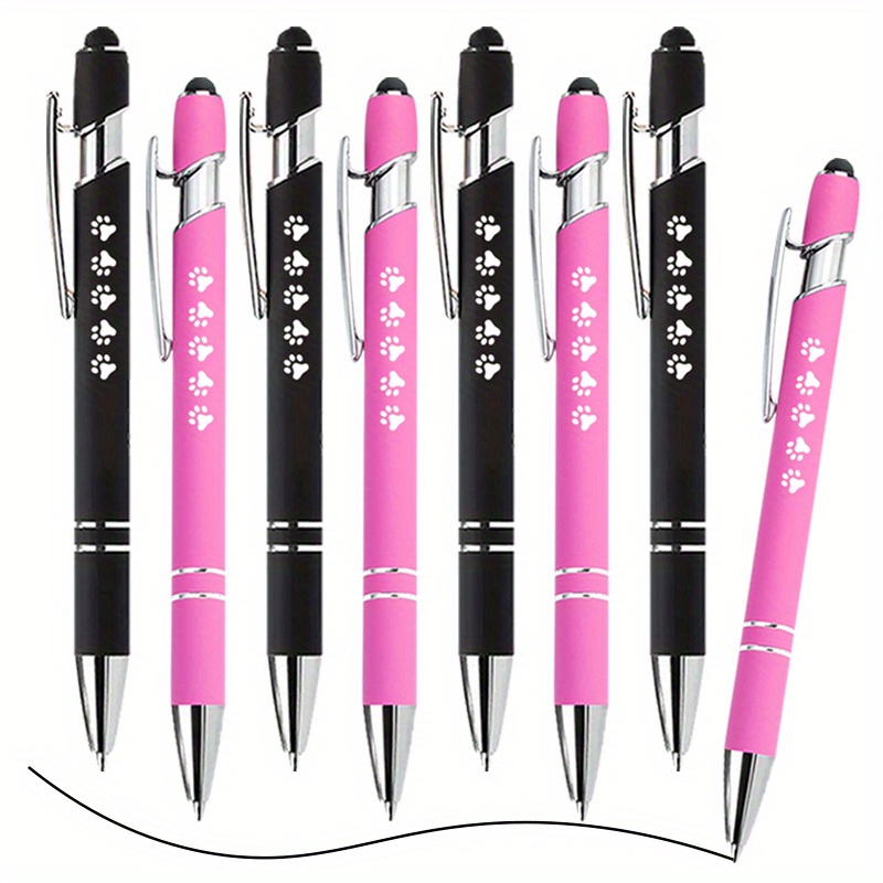 Image of 8/24pcs Dog Paw Cat Paw Print Ballpoint Pen With Stylus. Black Ink. Office Supplies. School Supplies. Perfect Gifts For Dog Lover, Cat Lover, . Valentine's Day Gifts. Back To School Gifts.