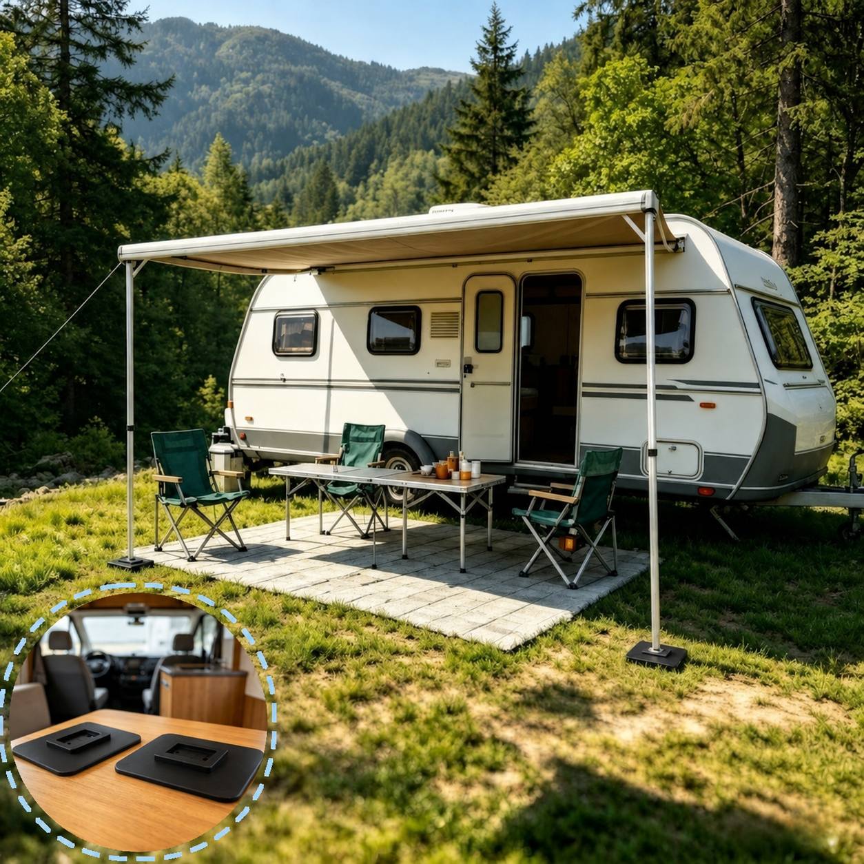 TEMU 2pcs Rv Awning Support Pads; Suitable For Soft Ground, Gravel, Grass, And Sand For A ; Anti-sink Accessory For Rvs And Campers; Leveling Pad