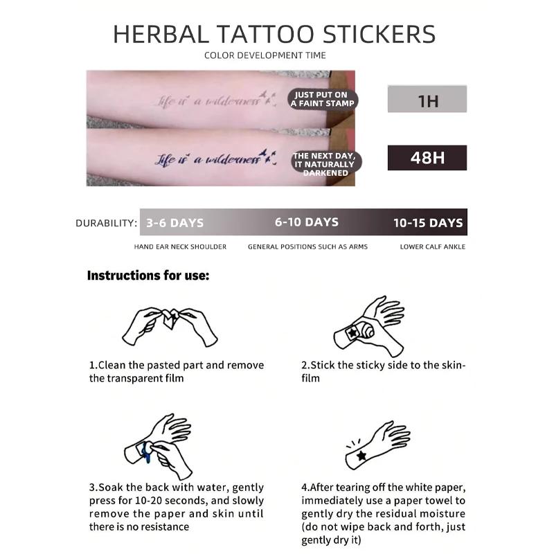 Heart Rose Herbal Temporary Tattoo Stickers for Women