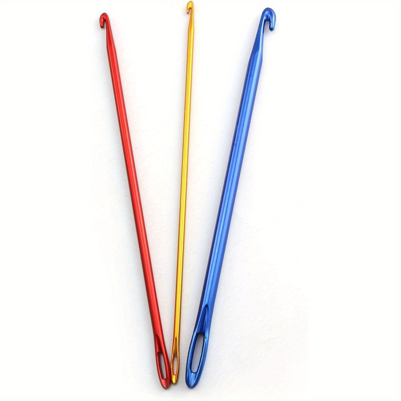 TEMU 3pcs Crochet Afghan Tunisian Aluminum Crochet Hooks With Eye For Sewing Accessories
