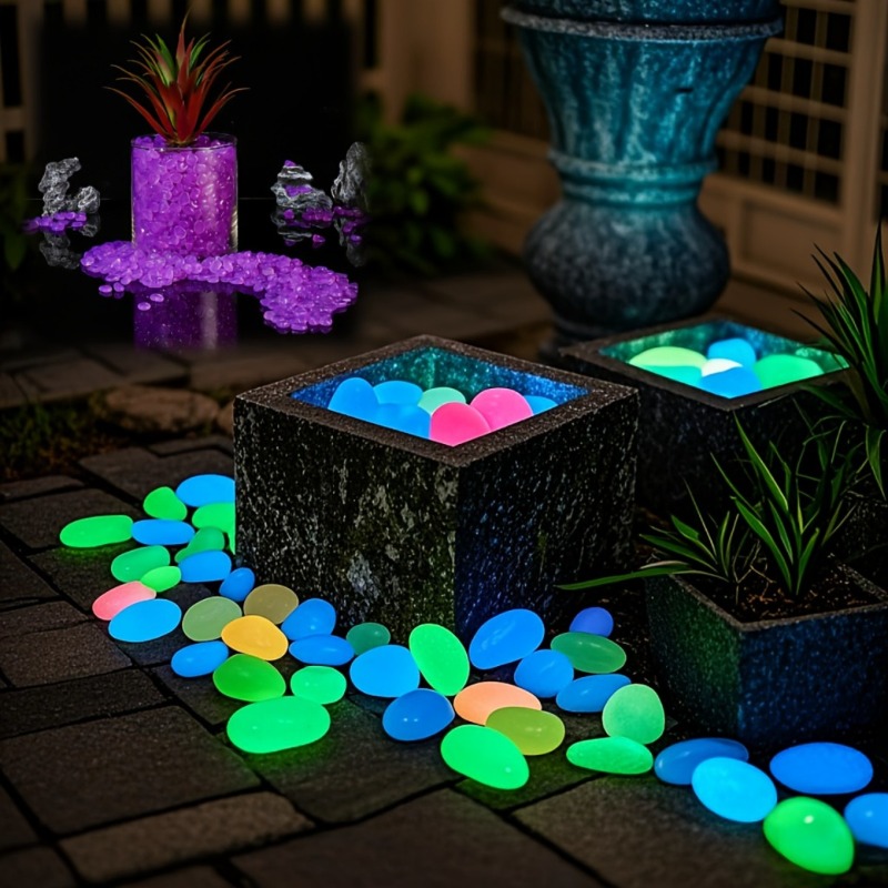 36pcs mixed color extra large luminous pebbles glow after activation suitable for garden decoration aquarium and fish tank decorative gravel and potted plants no electricity required low maintenance   decor 2
