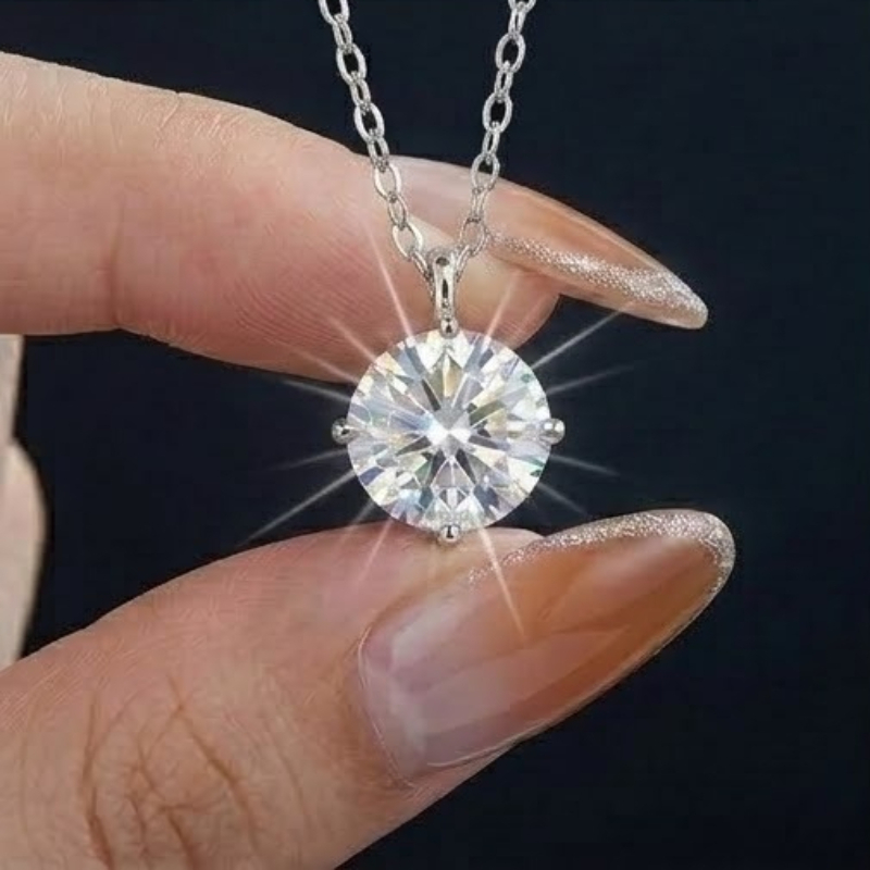 Women's Elegant 925 Silver Moissanite Necklace, Gift