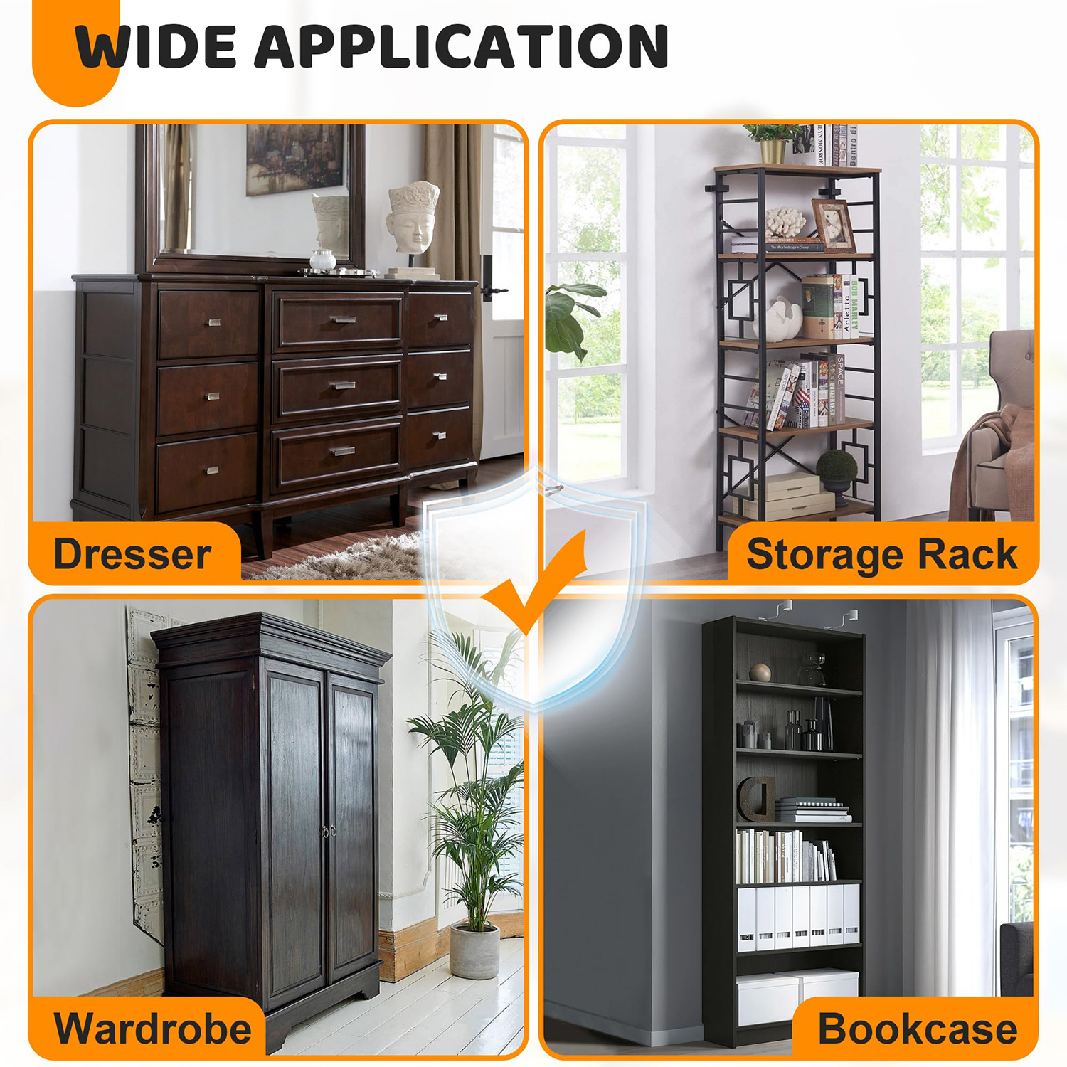 8 Sets Furniture Straps, Anti-Tipping Wall Anchors, Anti-Slip Protection Straps, Weight Capacity 181.44KG, Anti-Shake And Anti-Tilt Durable, Suitable for Cabinets, Bookshelves, Dressers, Wardrobes, Furniture Fixing (With Installation Kit)