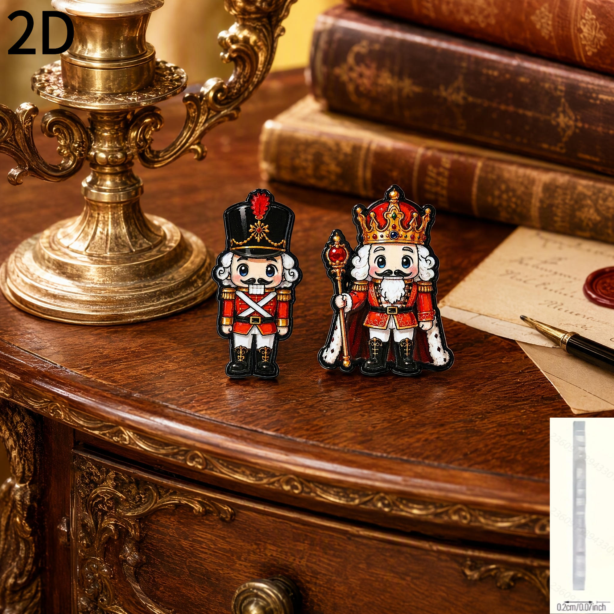 2pcs Nutcracker Enamel Brooch Set, Festive Decorative Pins