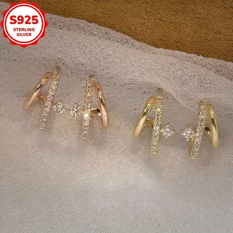 925 sterling silver luxurious and elegant double claw synthetic zirconia earrings are the for birthday gifts commemorative gifts and gift Product details 2