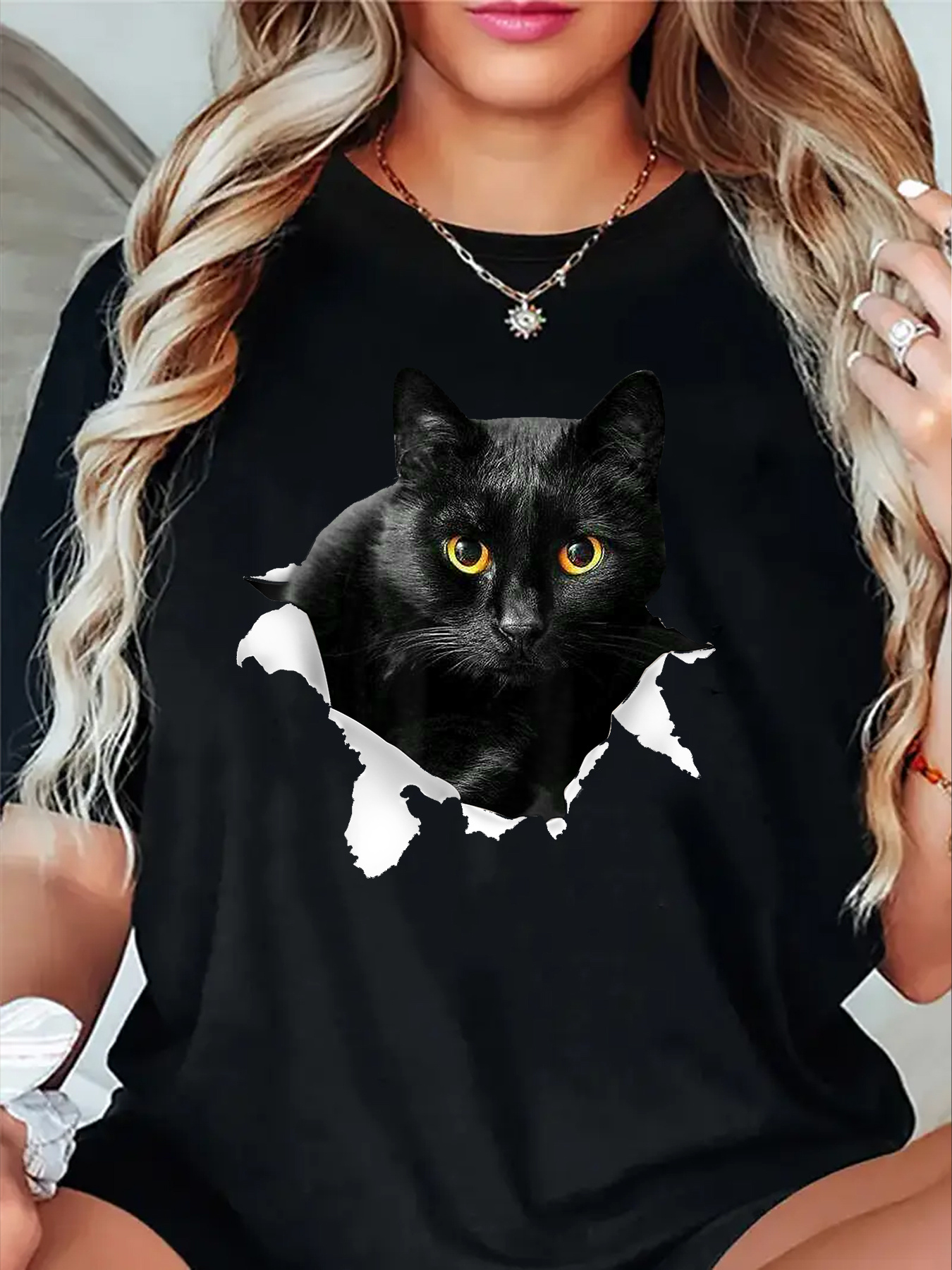 トップス CAT PRINTED TEE(BLACK, 38) 51sbY3KtYGL._AC_.jpg