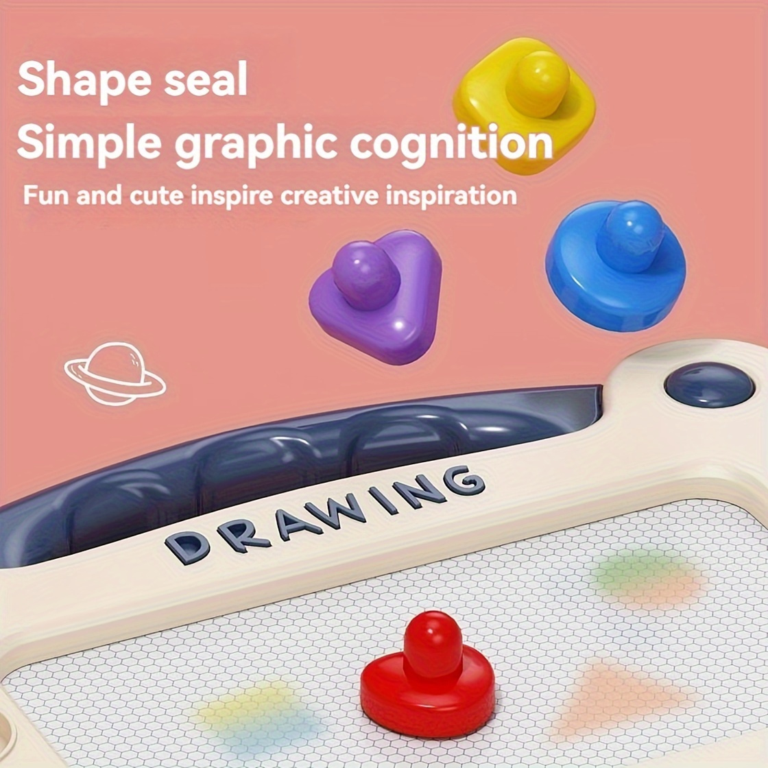 childrens drawing board sketching doodle board toy intelligence learning toy birthday gift for boys and girls christmas and halloween gift 4 stamps 1 pencil 4 stands details 7