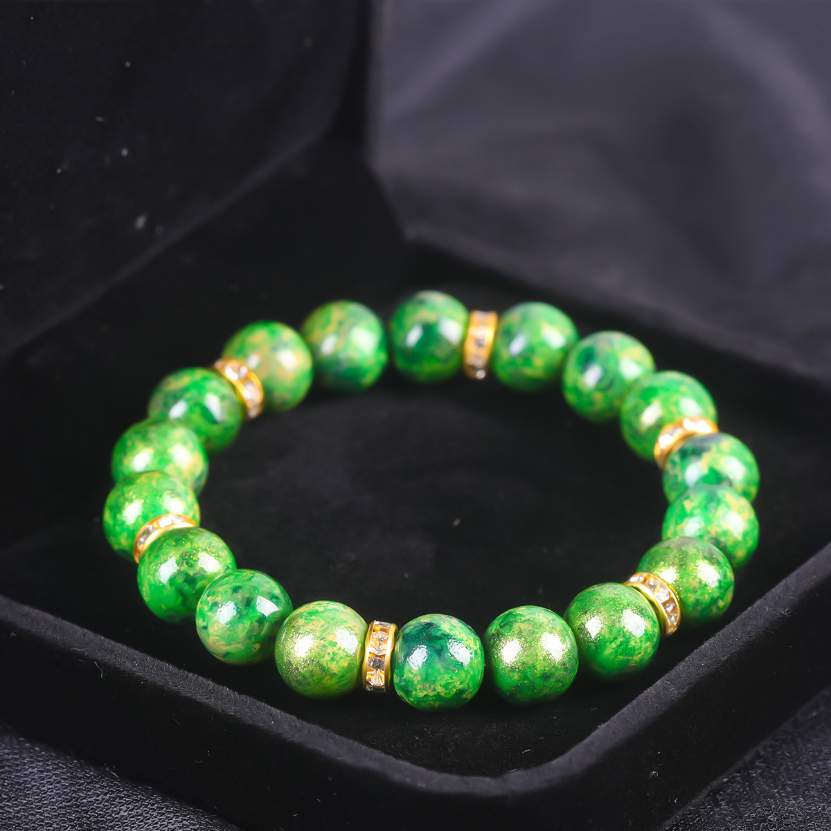 Natural Lapis Lazuli Round Bead Stretch Bracelet, Vintage Unisex
