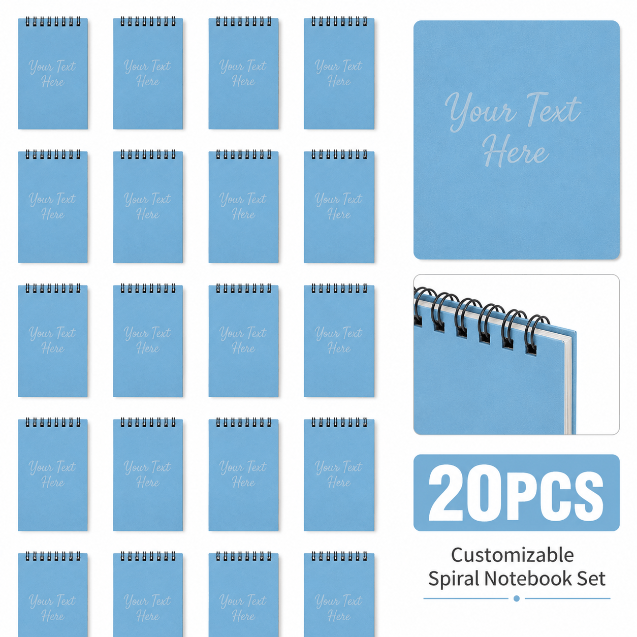 Customizable A7 Pocket-Sized Spiral-Bound Notebook with Lined Pages
