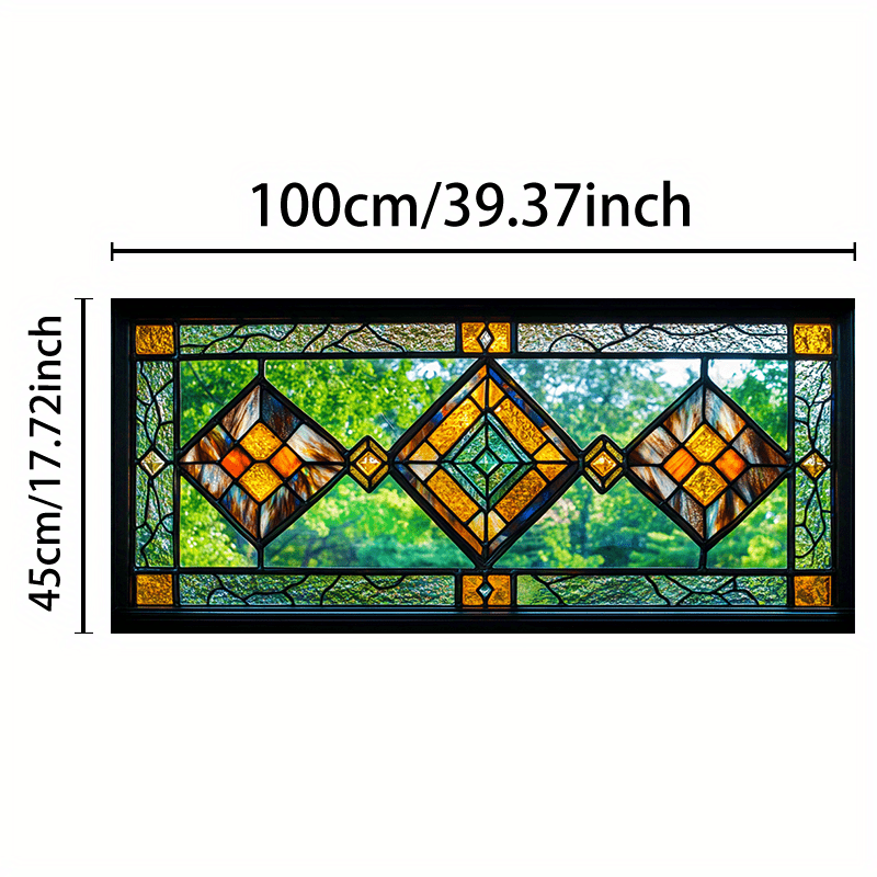 TEMU 1pc Of Stylish Art Window Film, 2d Flat Geometric Glass Sticker, Pvc Electrostatic Adhesive Decorative Window Film, Home Decal, Suitable For