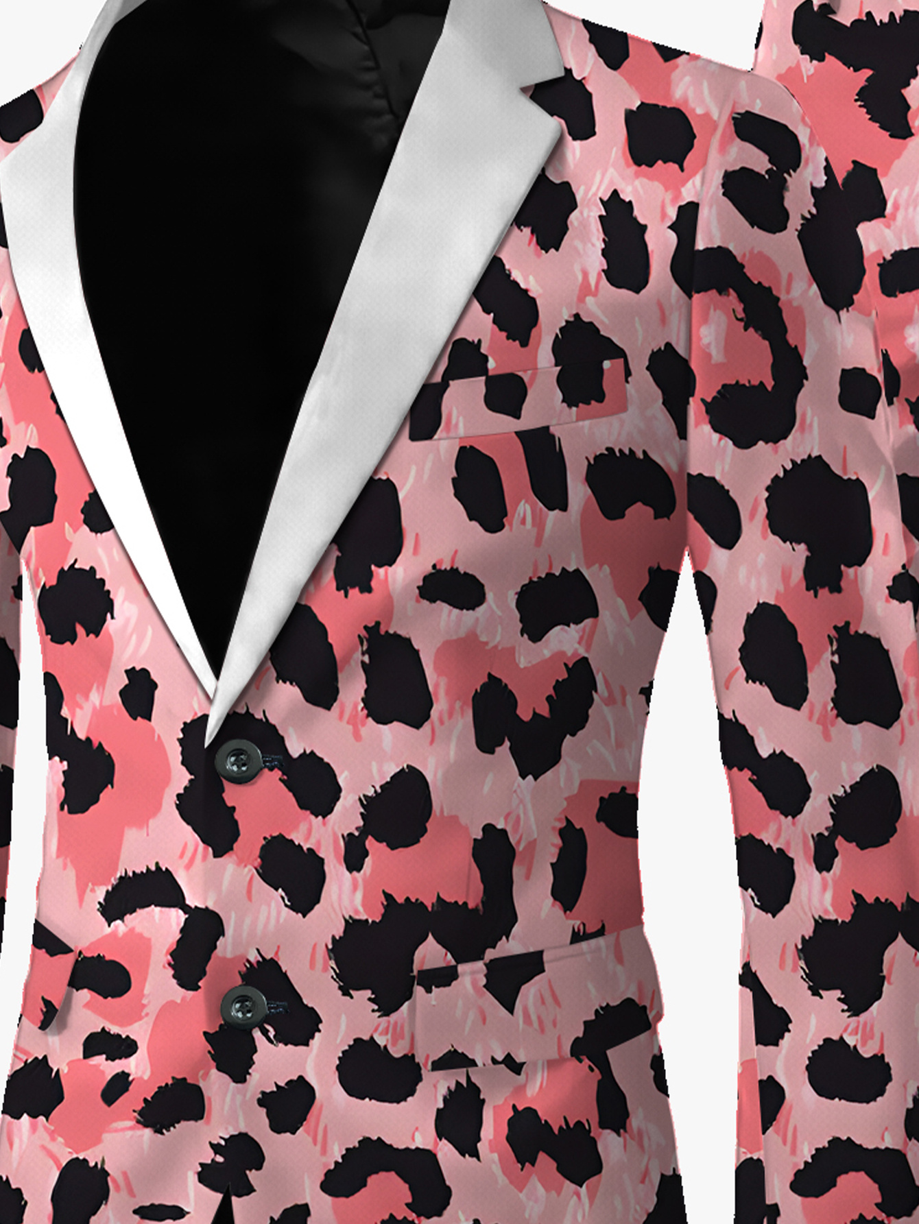 men's casual leopard print suit black white long sleeve Temu Poland