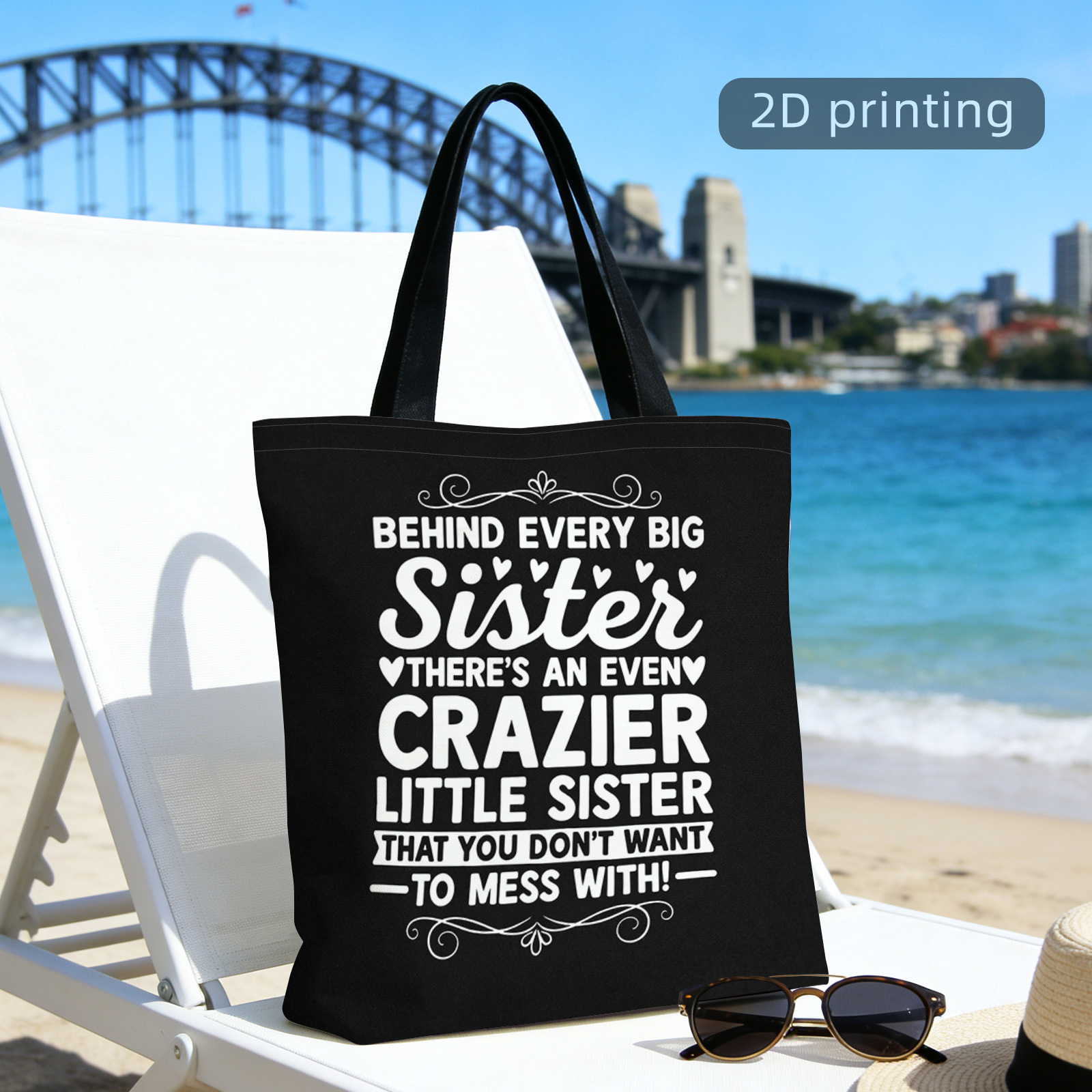 TEMU 1pc Extra Large Capacity Tote Bag With Double-sided Printing, All-match Daily Handbag, Fashionable Hand-carry Bag, 2d Printed Tote Bag, "big