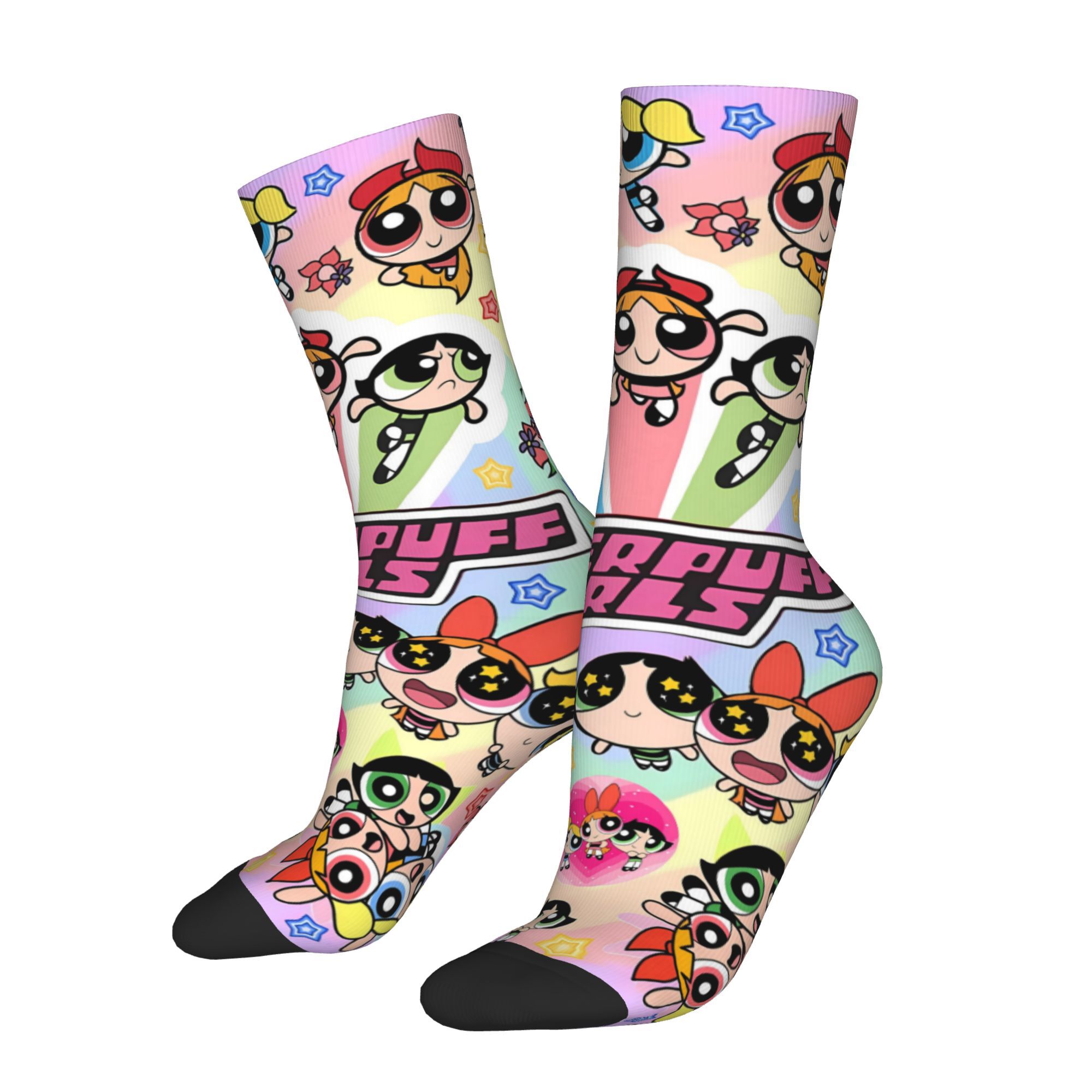 TEMU 2d Print Cool Powerfullgirls Unisex Winter Socks Street Style Crazy Sock