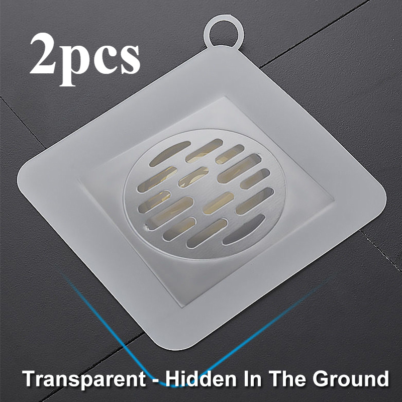 2pcs Floor Drain Cover, Transparent Anti-odor And Seal For Bathroom And Kitchen, Household Sewer Pipe Sink Strainer Protector