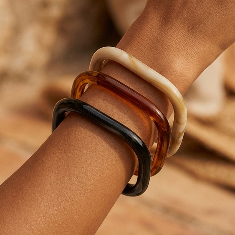 3pc Retro Geometric Square Bracelet Set