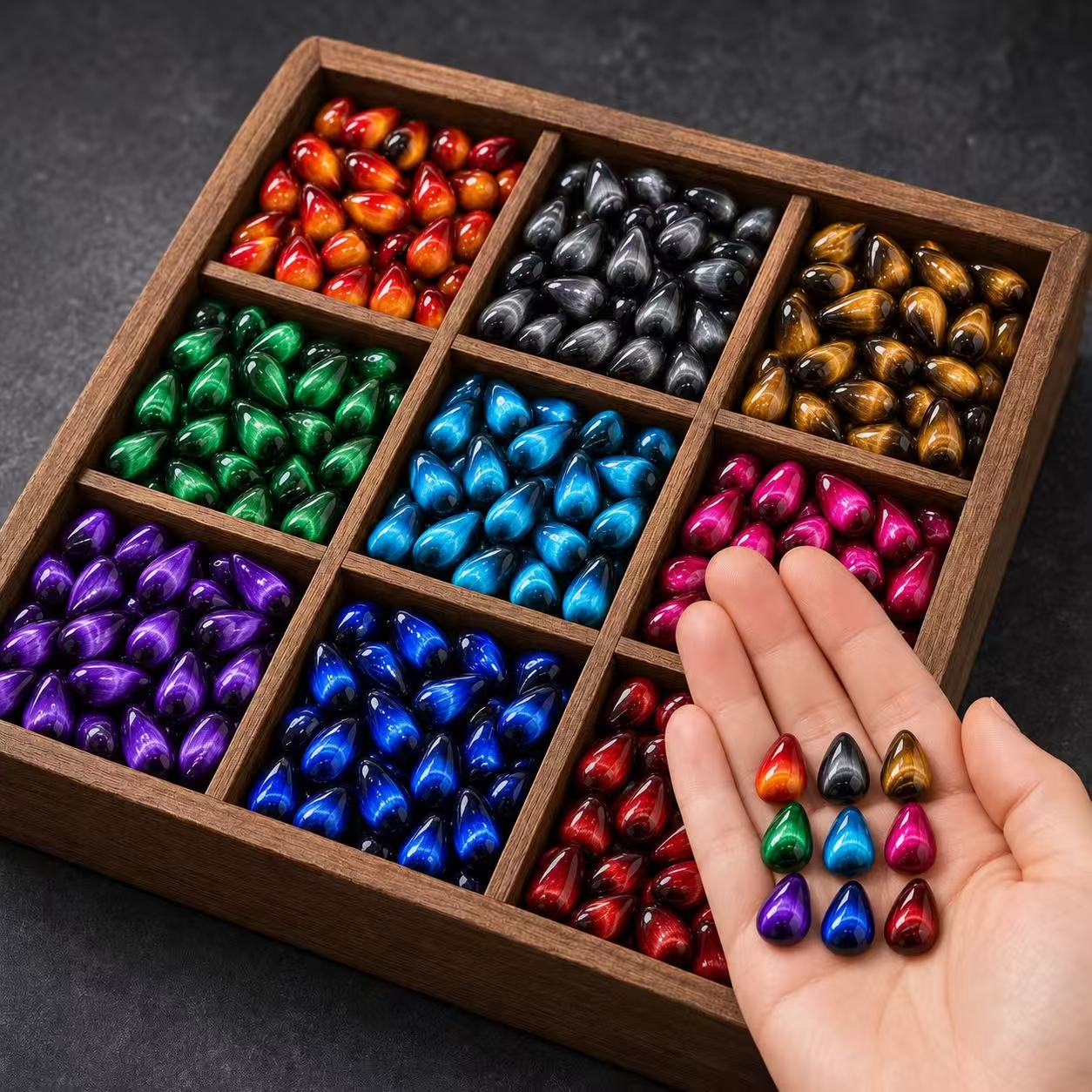 TEMU 39pcs/set Mixed Color Assorted Water Drop Tiger Eye Stone Beads Glass Material, Jewelry Materials, Jewelry Bead Stringing, Handmade, Decorative