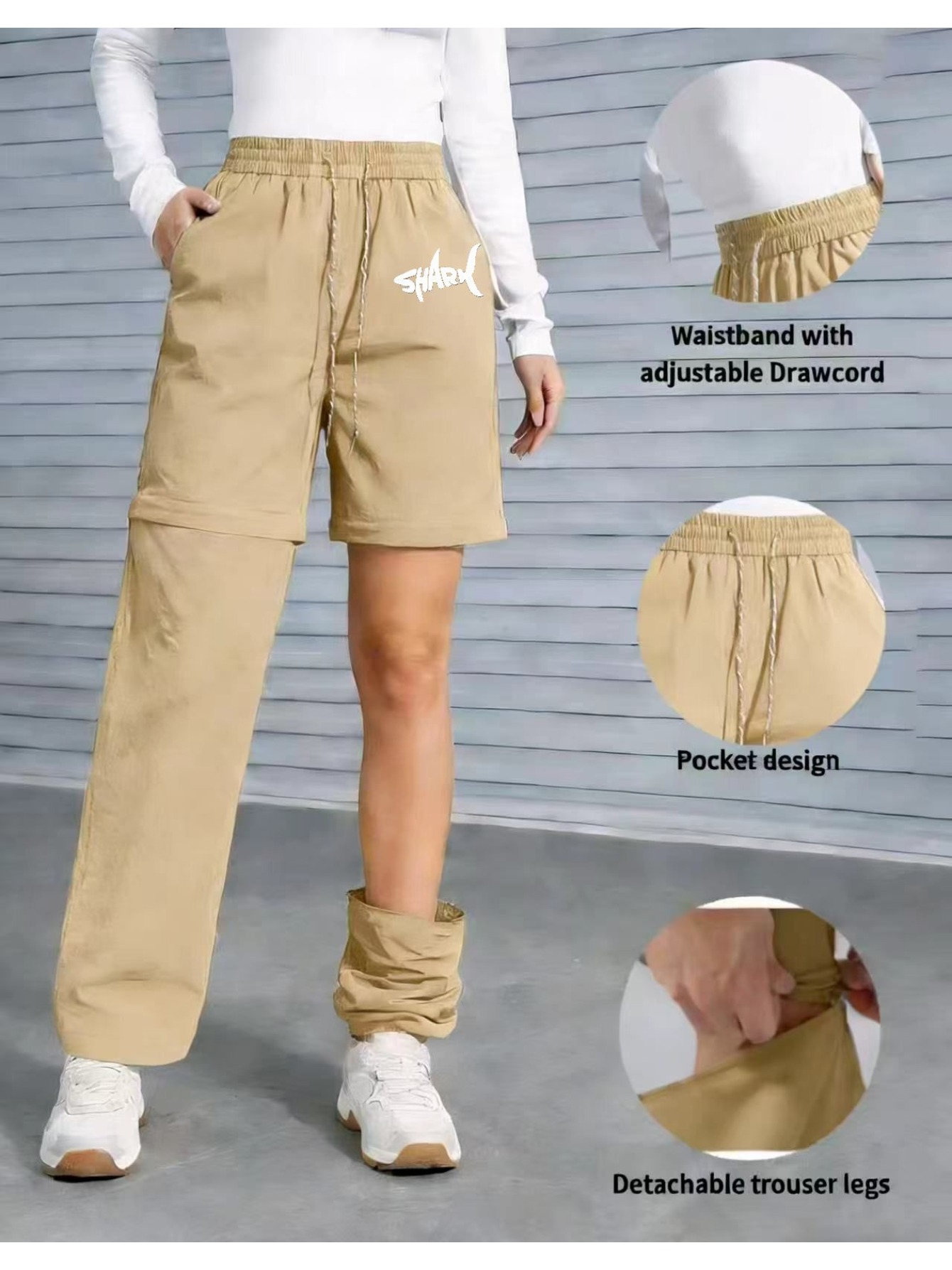 womens casual sports long pants outdoor hiking trousers with detachable thigh parts short shorts pants