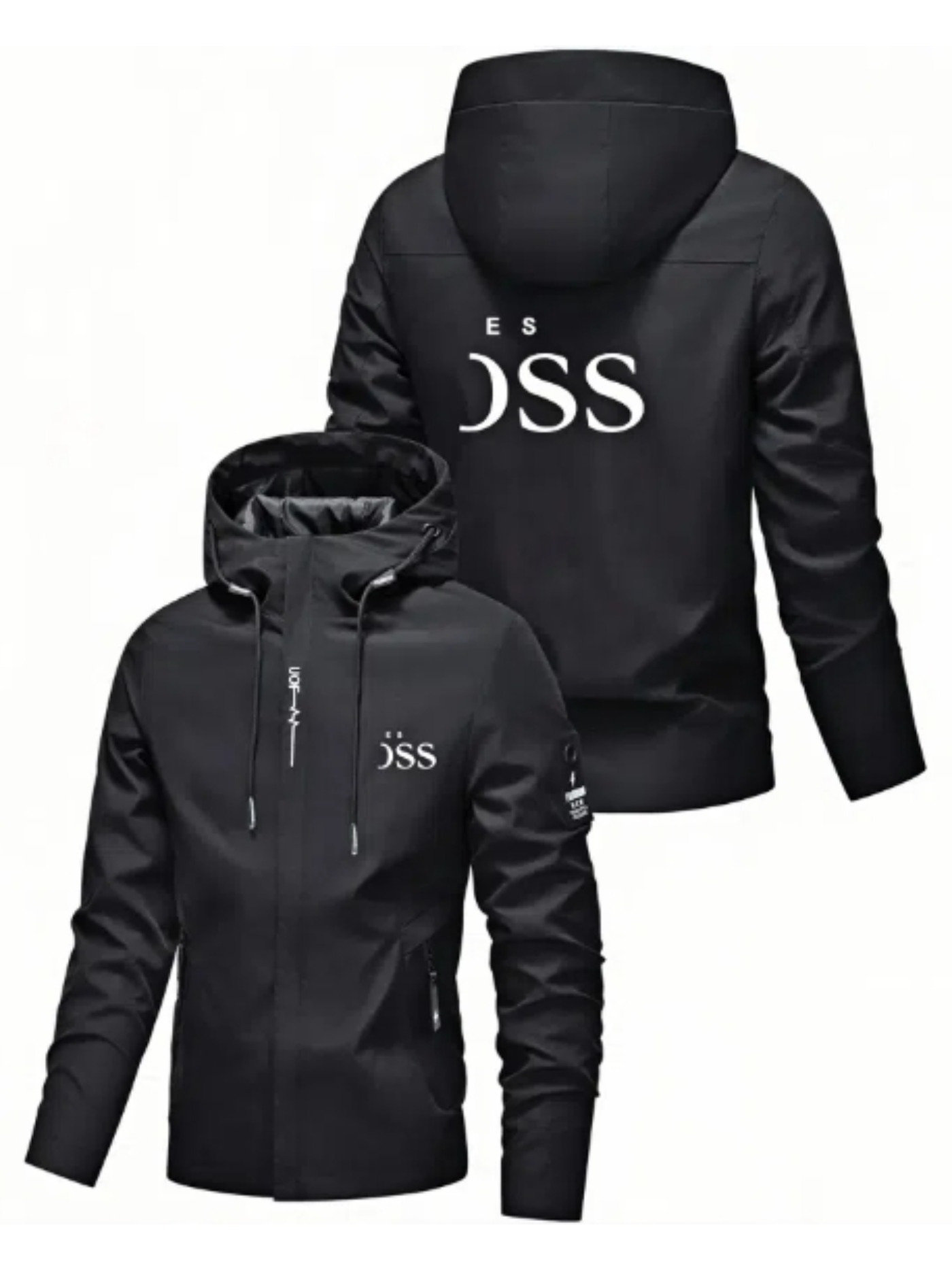 Heren Lente en Herfst Letter Print Hoodie met Rits en Zak, Casual Outdoor Sportjas