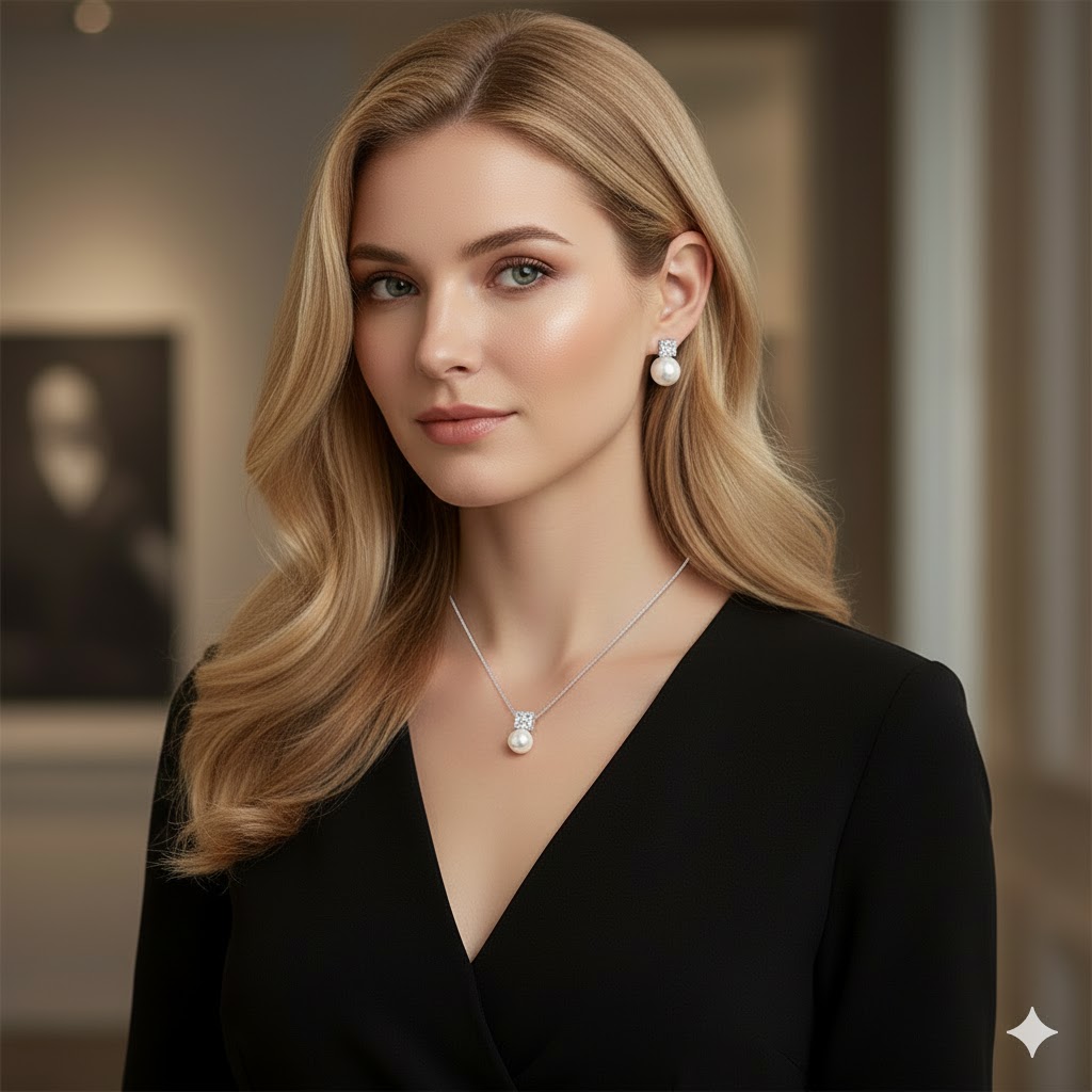 Beautiful Pendant Necklace and Earrings Set, Elegant Gift