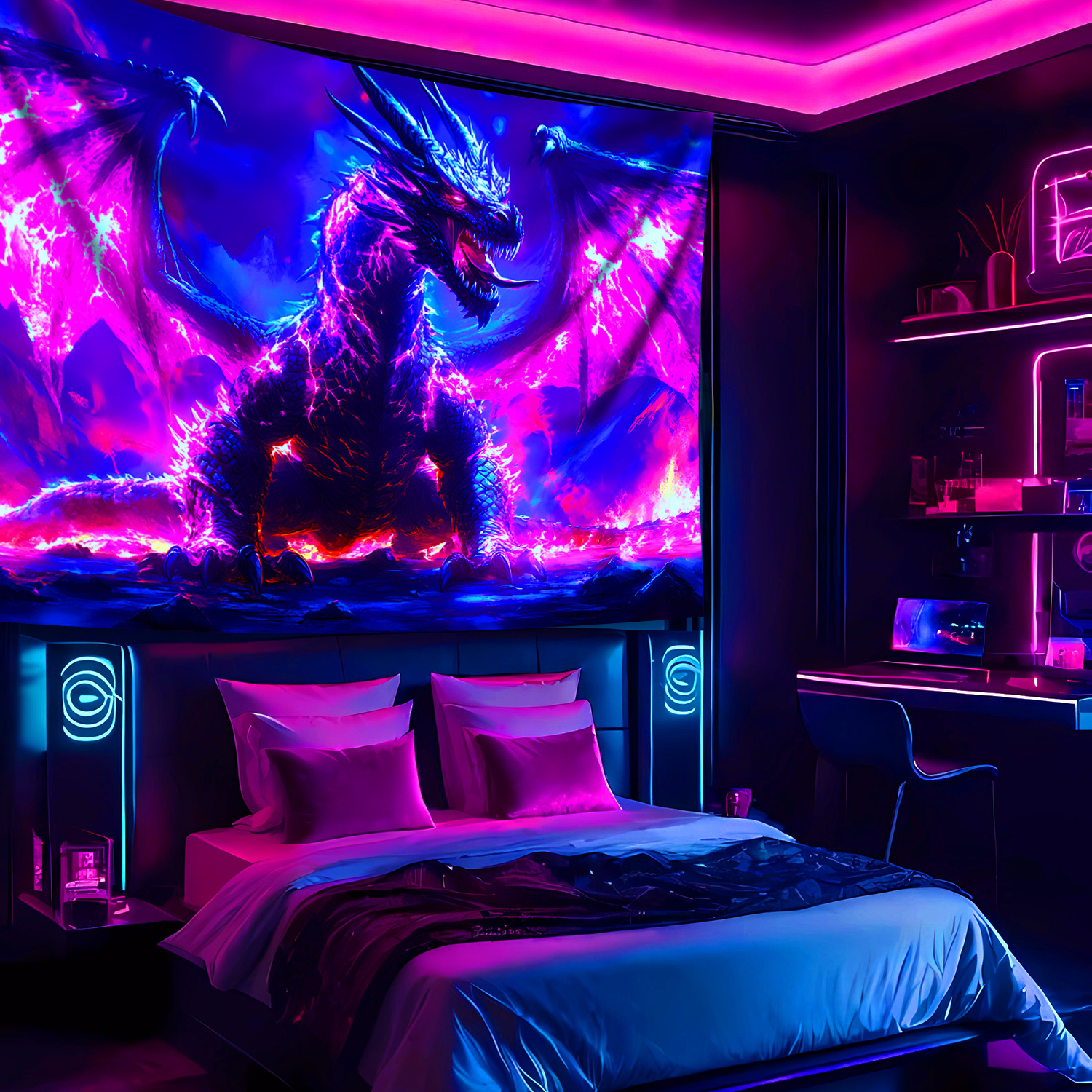 TEMU 1pc Oversize- Glow In The Uv Light- Magical Claw Tapestry, High-definition Printing Large Size Fluorescent Aesthetic, Bedroom Aesthetic Hanging