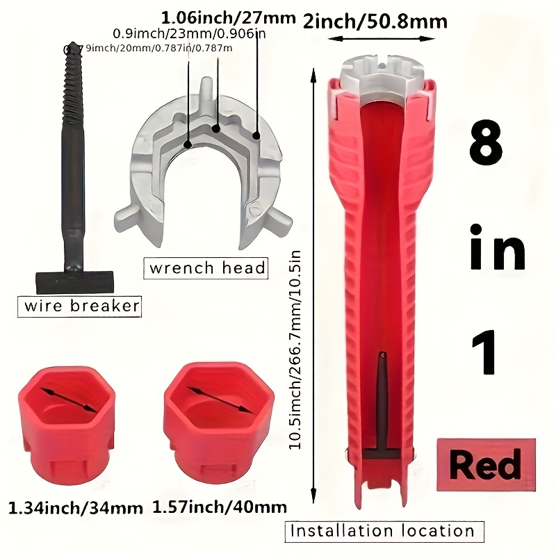 TEMU Multifunctional Sink Wrench Set, Made Of Plastic And Aluminum, No Electricity Or Batteries Required, The Tool For Bathroom Installation And