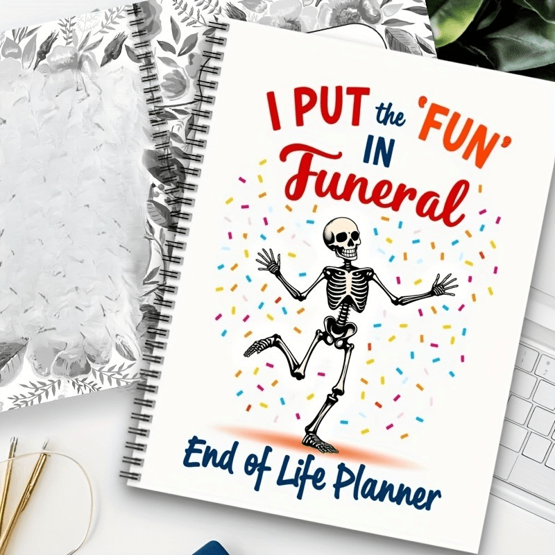 TEMU 1pc Fun Book - Skeleton Running Design With 'i Put In Funeral' - End-of-, Death Care Keepsake