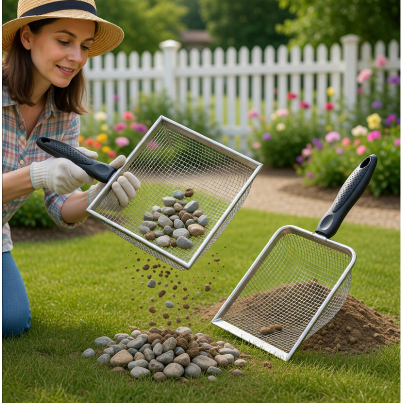 10.6-inch Reinforced Soil Sifting Shovel, 3.8mm Mesh, Suitable For And – With Comfortable Handle (for Gardening And Landscaping)
