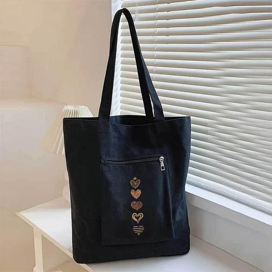 E-shop Große Tragetasche mit Leopardenherz-Print, lässige Damen Schultertasche für Reisen, Pendeln und Shopping