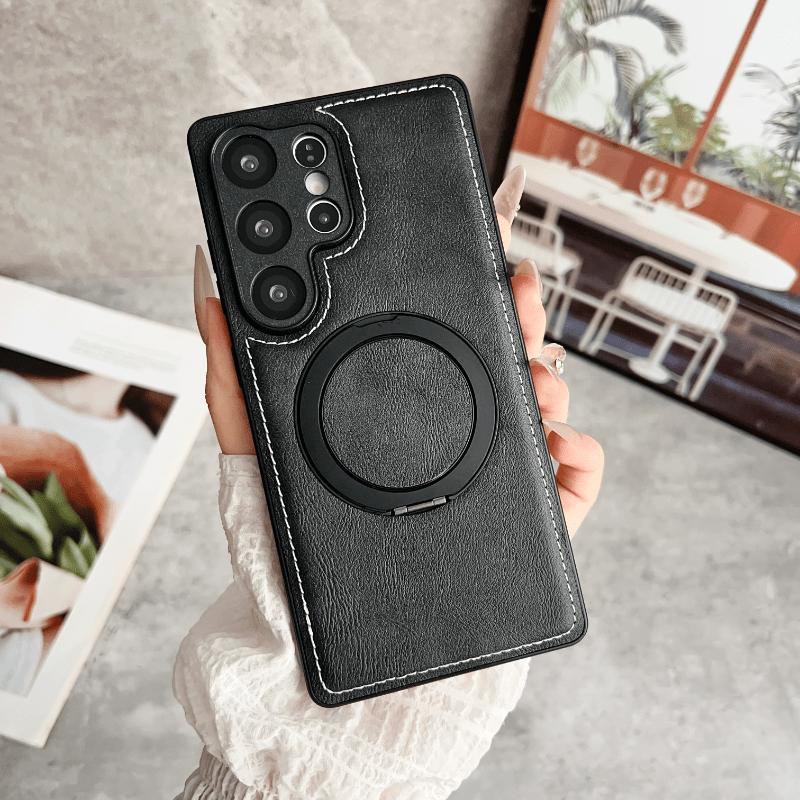 TEMU Phone Case - New High-end Retro Magnetic 360Â° Rotating Stand With Precision Lens, Shockproof Phone Case Compatible With Galaxy S25edge S25, S24,