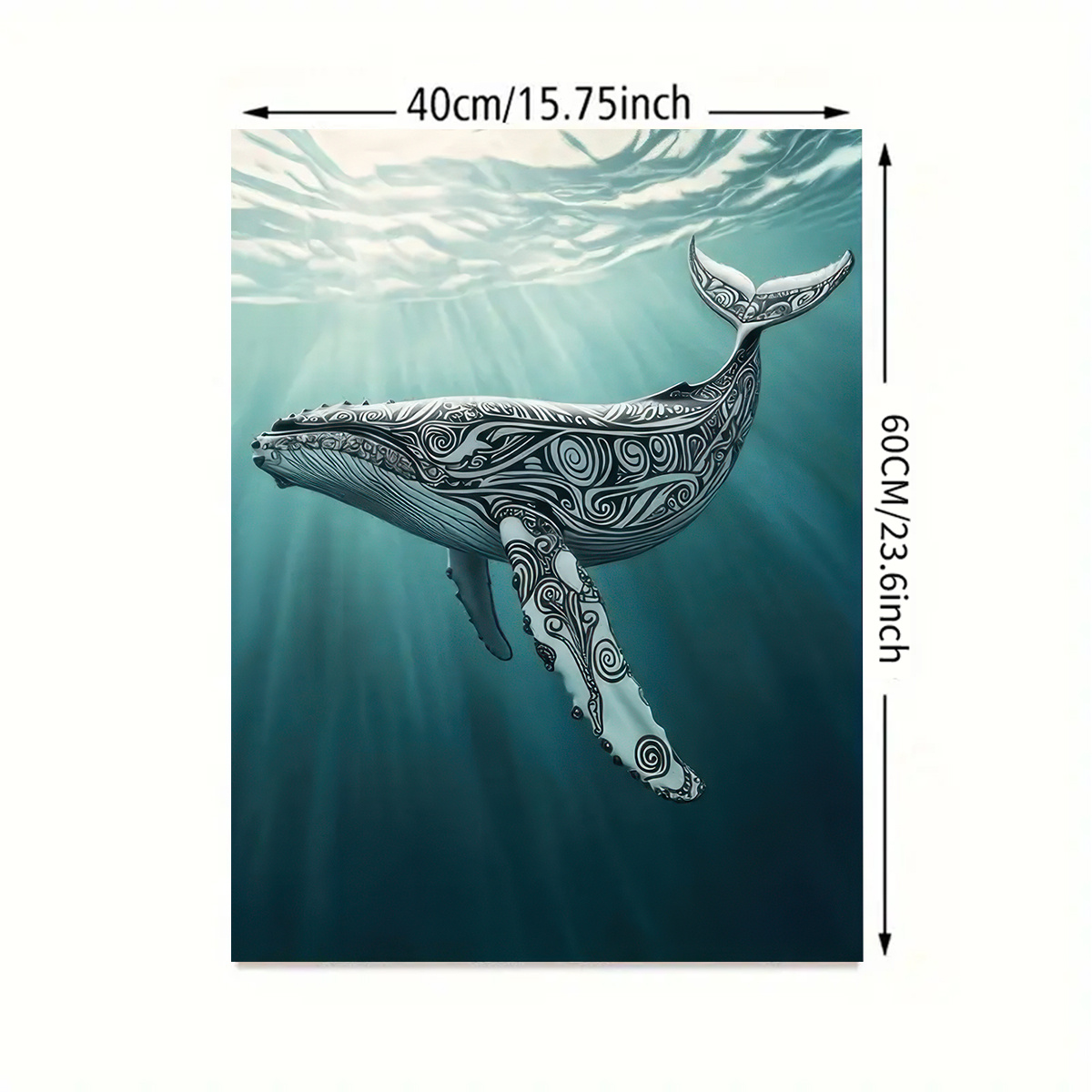 TEMU 2d Flat, 2d Flat, 1pc Framed Canvas Wall Art - Maori Tribe Whale With Pearl , Art Decor, Delicate Black And White Pattern On , High-quality