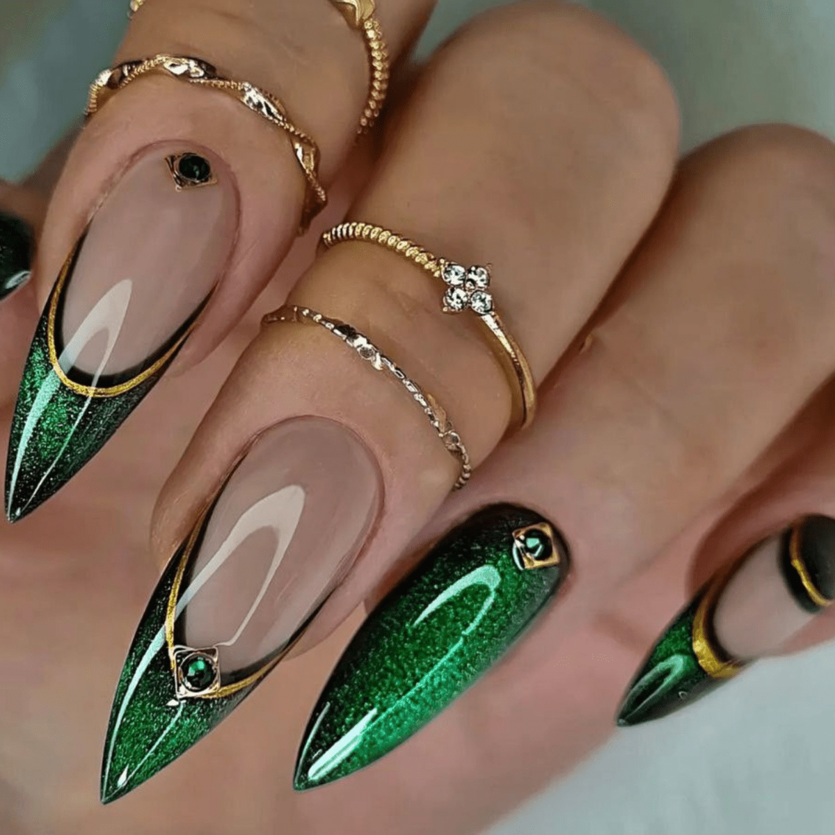TEMU 24pcs Faux Ongles 3D Pailletés Vert Français, Ongles Longs en , Ongles Press-On Couleur Unie pour Femmes, Ongles Faux Élégants et Beaux Adaptés
