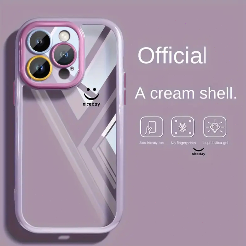 TEMU Phone Case: Smiling English Colored Cream Phone Case Is Suitable For Iphone X/11/12/13/14/15/16/17/air/pro//plus, Providing Anti Drop, Anti