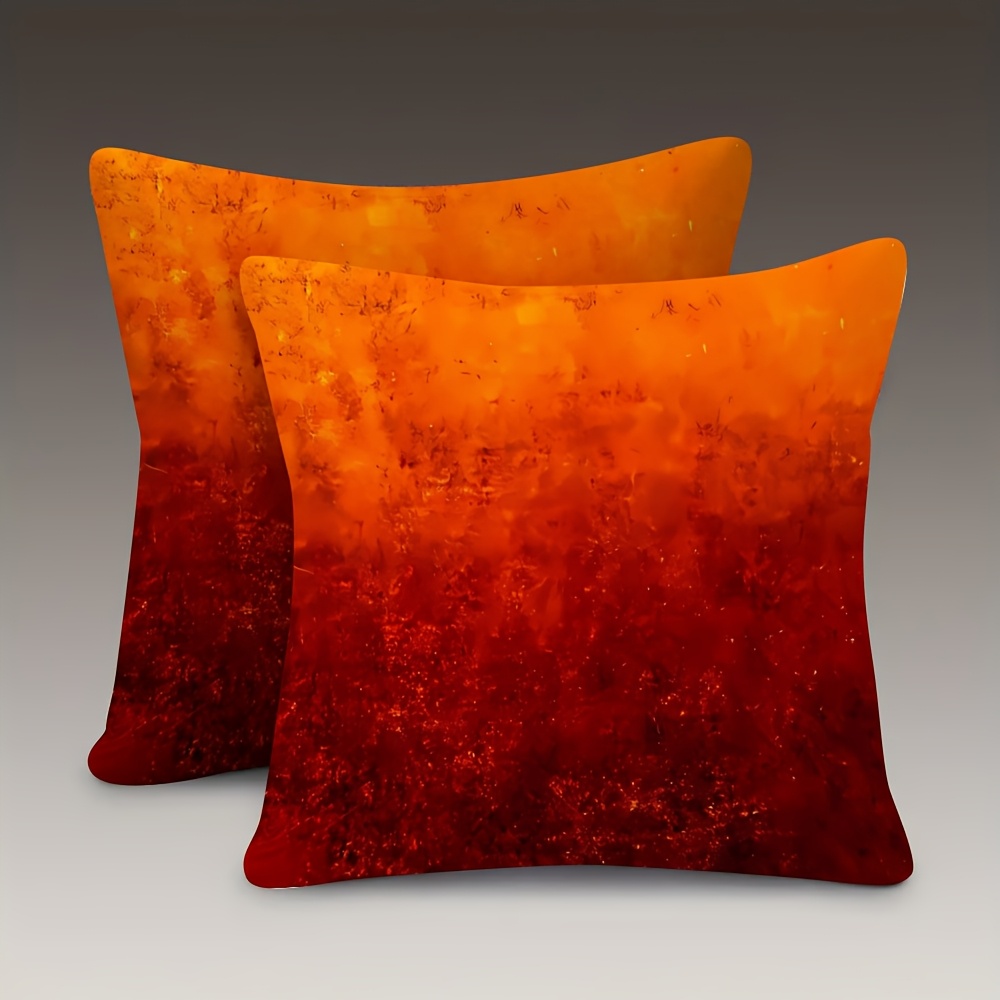 TEMU 2d Flat - 2pcs Same Style Gradient Pillow Covers, Multi-sizes Optional, 2d Single-sided Print Without Pillow Inserts, With Orange To Gradient