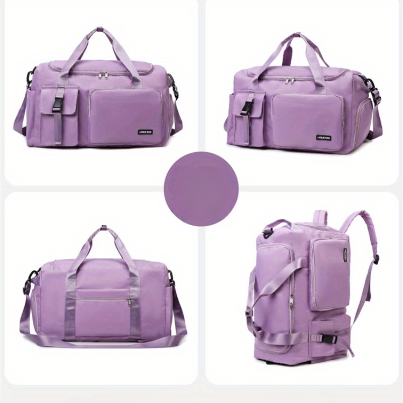 Bolsa de gimnasio de gran capacidad, mochila de viaje y bolso de mano con múltiples compartimentos, cierre con cremallera resistente, convertible en mochila o bolso de hombro para mujeres y hombres, compartimento principal amplio y bolsillo delantero, ideal para gimnasio, yoga, viajes de fin de semana y regalos, disponible en negro, portador de accesorios de yoga, compartimentos con cremallera