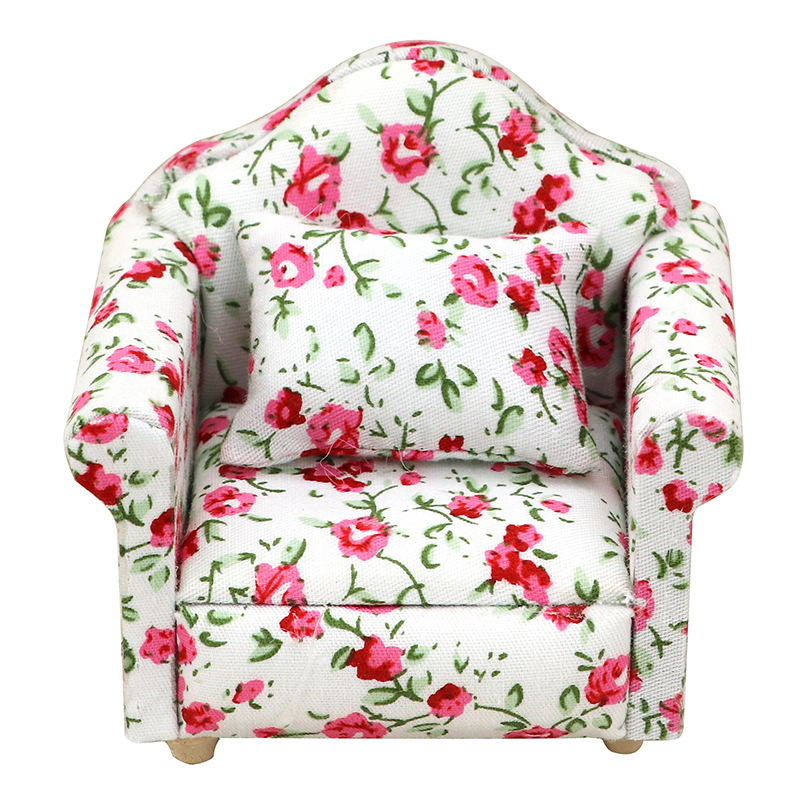 Image of 1:12 Scale Dollhouse Miniature Furniture Model - Ob11 Furniture Rose With Cushions