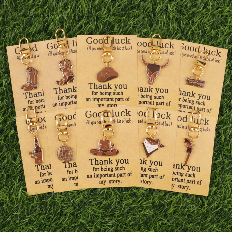 TEMU Porte-clés 2D 10pcs Thème Thanksgiving Style Western, avec Bottes de Cowboy, Foulards Carrés et Autres Éléments de Style Western, Utilisant un