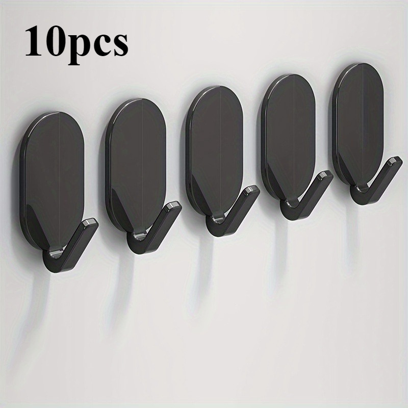 Image of 10pcs Heavy-duty Adhesive Hooks - No Drilling Required, Adhesive Installation, No-damage Design, Suitable For Hanging Towels, Robes, Clothes, Gym Bags - Ideal For Bathroom, Kitchen, Office