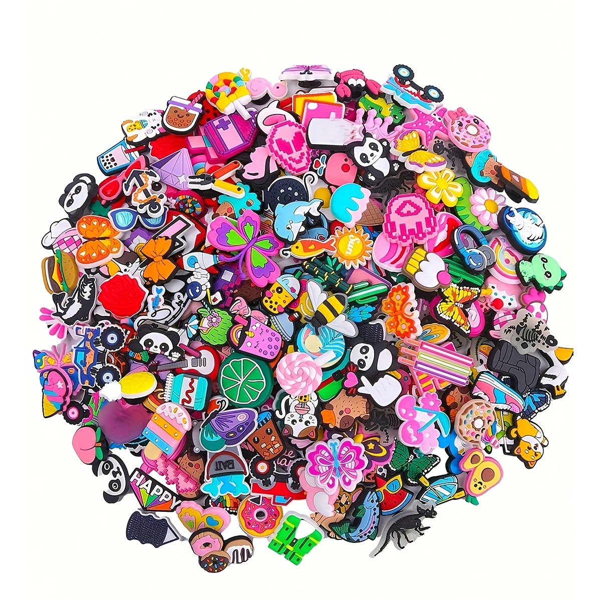 20 30 50pcs colorful cartoon pvc shoe charms for diy crafts fashion accessories handmade projects vibrant mixed colors with fun designs hearts flowers animals food creative projects playful designs durable shoe charms shoe accessories 0