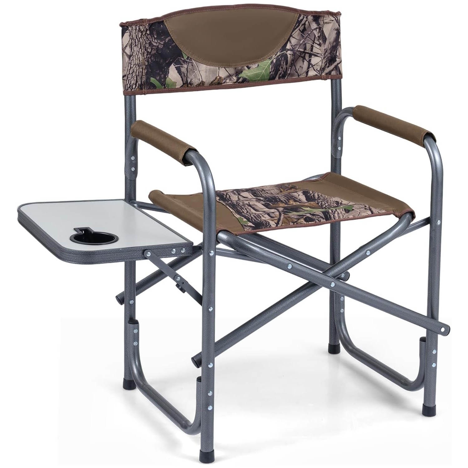 Image of Office Lightweight Folding Chair With Side Table And Cup Holder, For Home Office, 400 Lbs, Camouflage