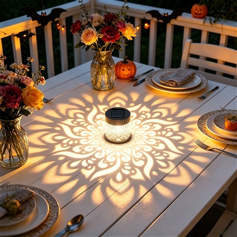 TEMU a Metallo a Mandala - Luce /Luce Colorata/Luce , Nuovo IP65 per Halloween, Luce da Parete a per Esterni ad Energia Solare, Luce Solare a LED a