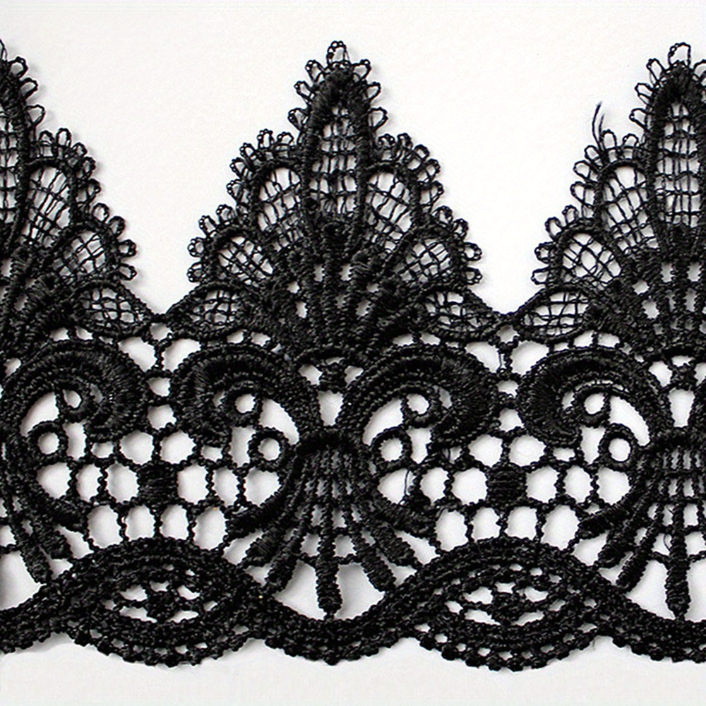TEMU 1pc Of 1 Yard Crown Polyester Barcode Lace Embroidered Lace For Clothing Additions