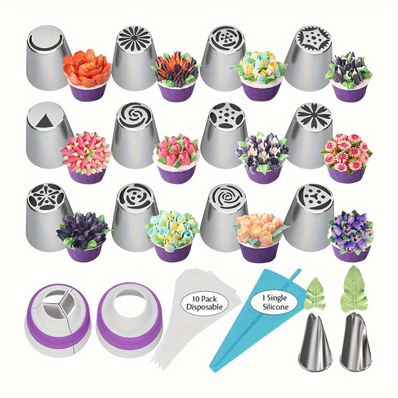 TEMU Piping Nozzle Set Cream Squeeze Mouth Cake Decorative Bag Cake Cupcake And Pastry Decorating Kitchen Gadgets And Accessories For Baking